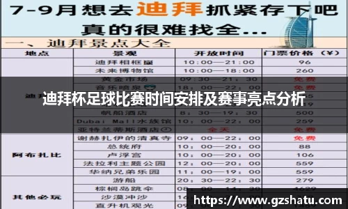 迪拜杯足球比赛时间安排及赛事亮点分析
