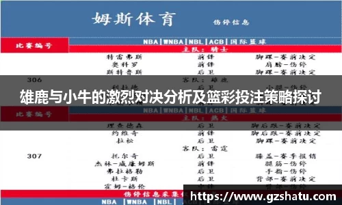 雄鹿与小牛的激烈对决分析及篮彩投注策略探讨
